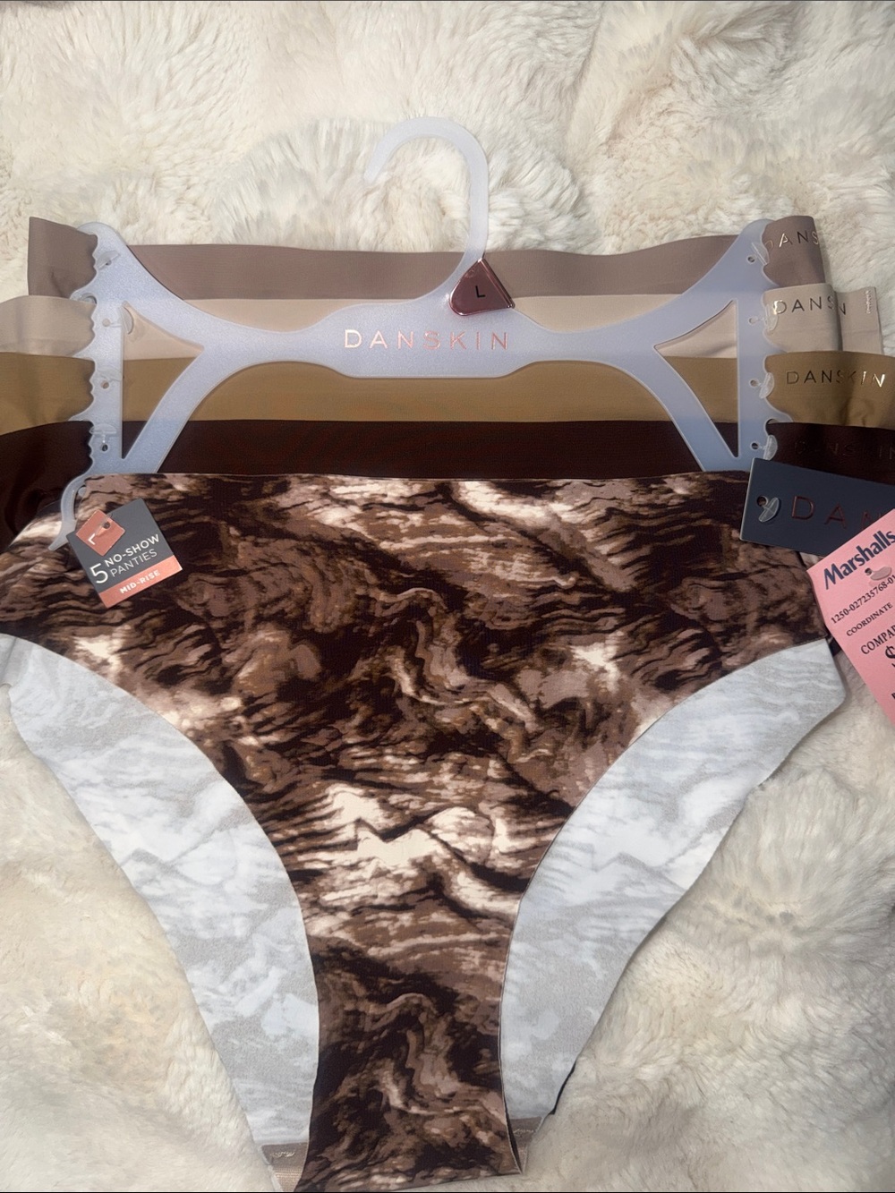 Danskin Girls' Brown Marble & Neutral No-Show Briefs - 5 Pack